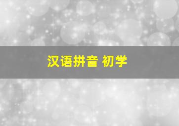 汉语拼音 初学